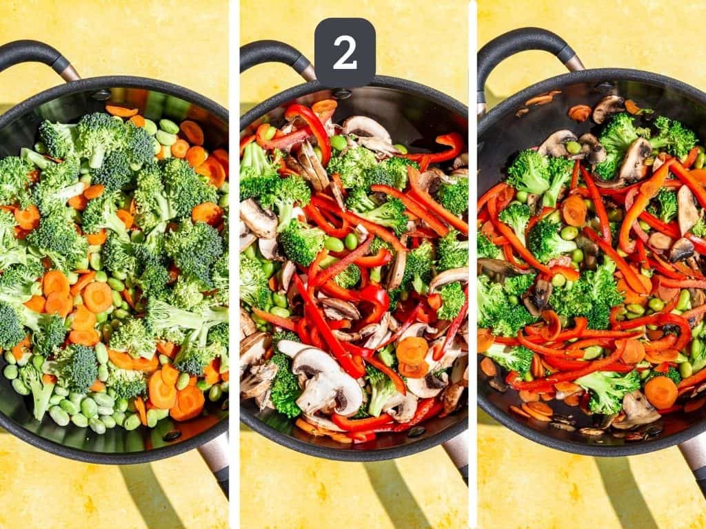 Zoodle Pad Thai Step 2 - cook the vegetables.