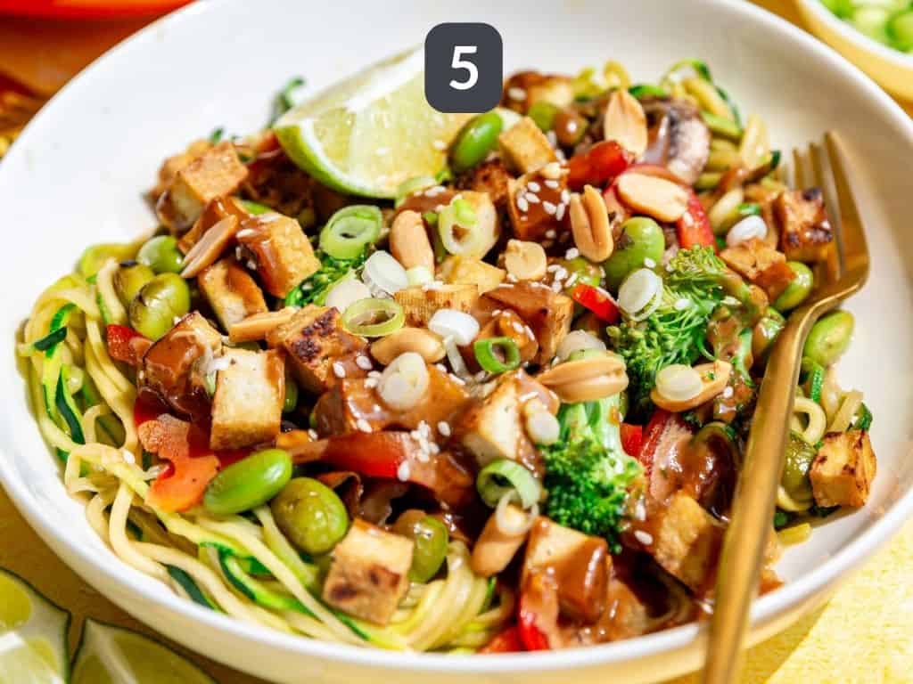 Zoodle Pad Thai Step 5 - toss and serve.