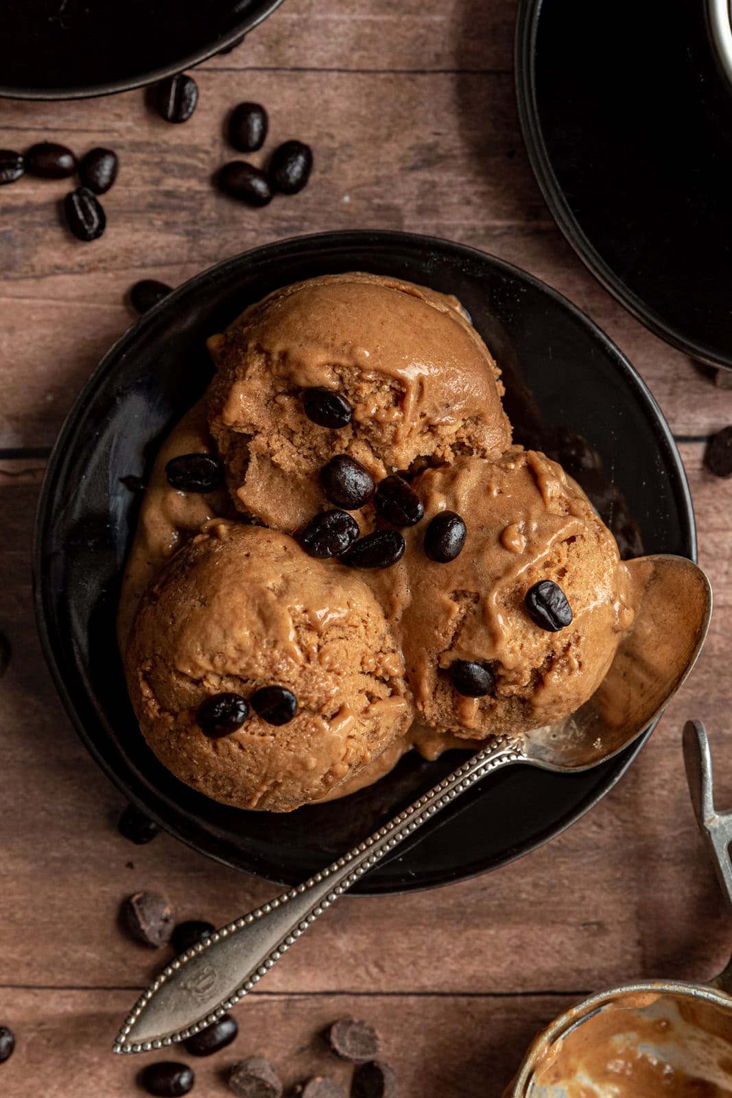 Coffee Nice Cream scooped onto a plate