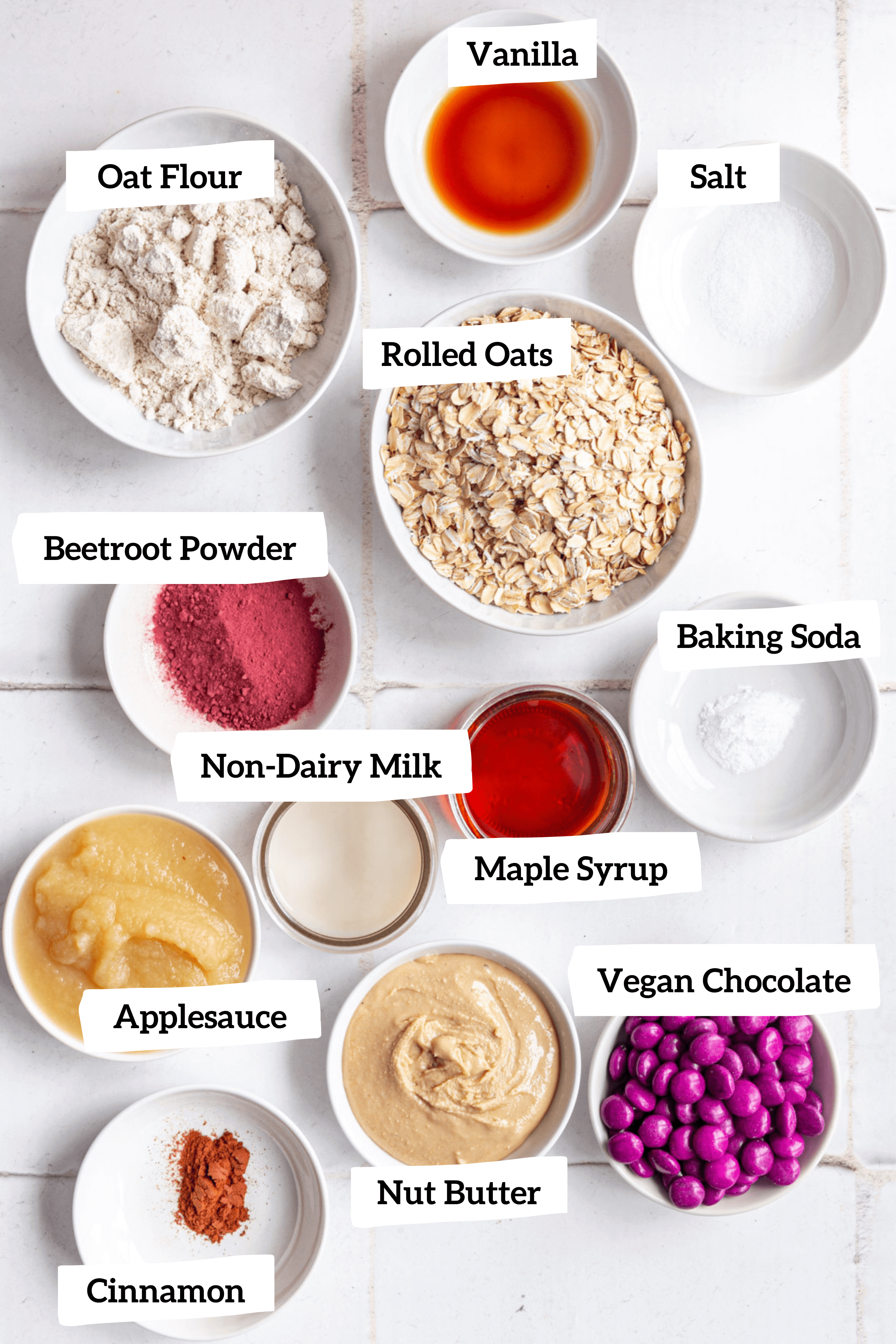 Valentine's Day Oatmeal Cookies Ingredients