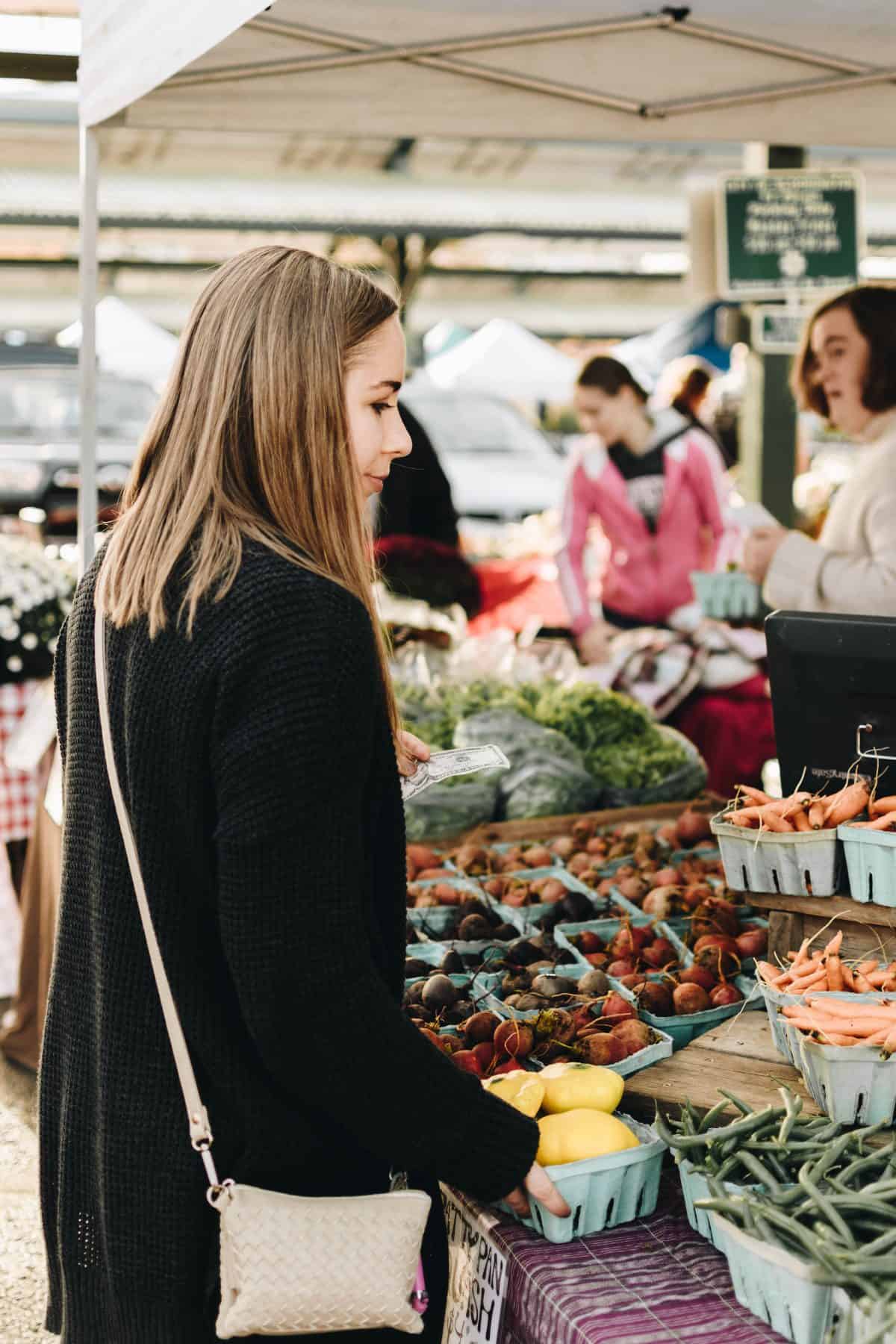 Elizabeth at the farmers market