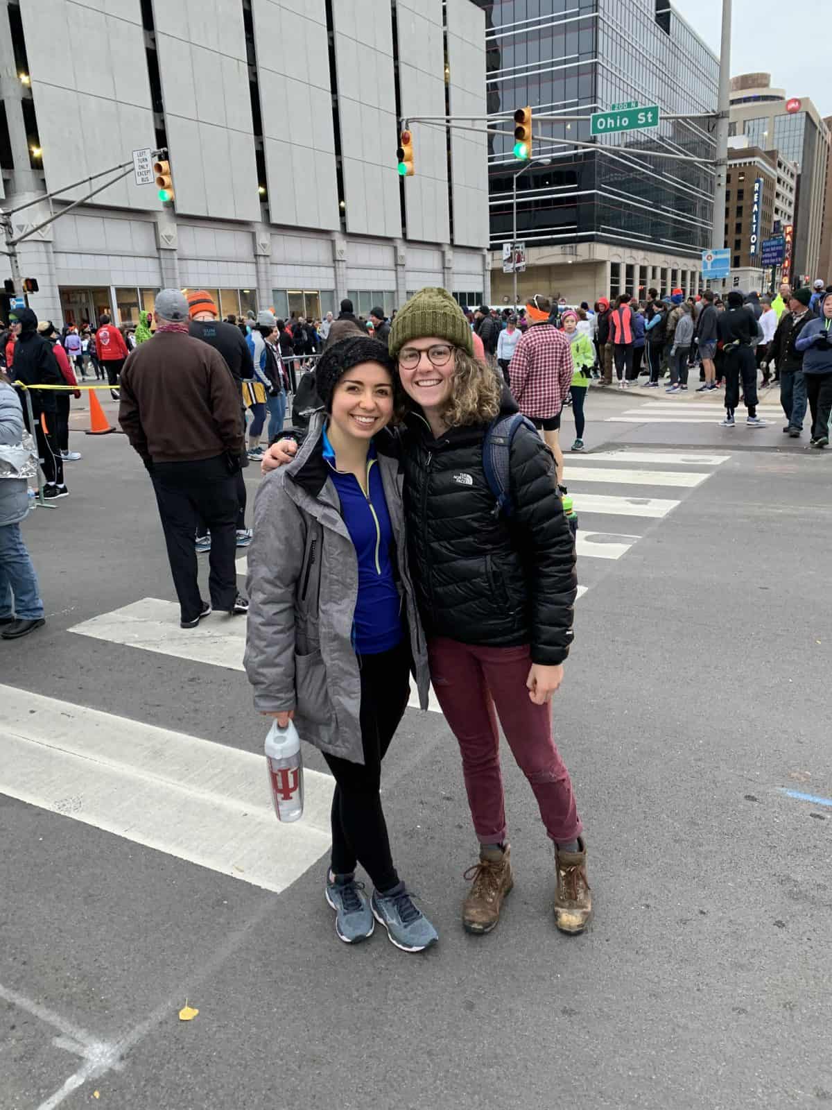 Elizabeth and Lauren before the marathon