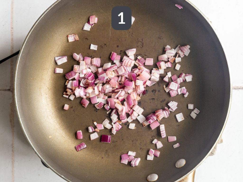 Sautéed Black Beans Step 1 - saute the onion.