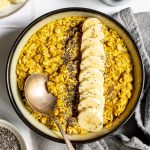 A bowl of anti-inflammatory banana turmeric oats.