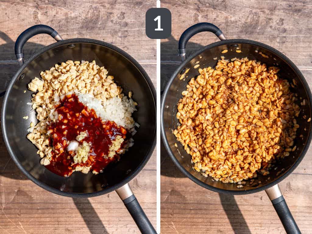 BBQ Tempeh Sandwich Step 1 - cook the tempeh.