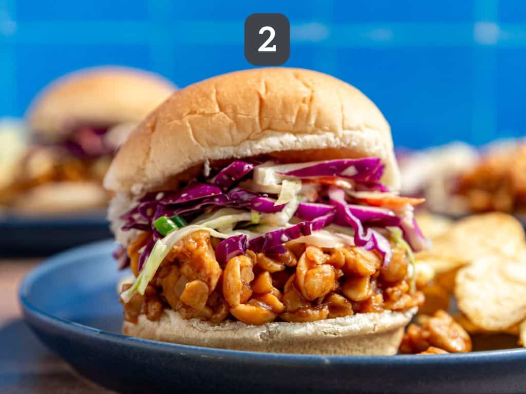 BBQ Tempeh Sandwich Step 2 - assemble the sandwiches.