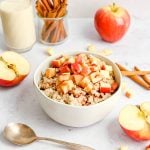 A bowl of caramel apple oatmeal.