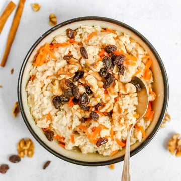 A bowl of carrot cake oatmeal.