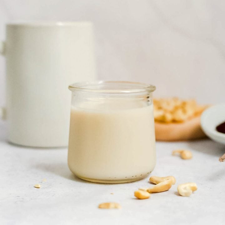 A jar of cashew coffee creamer.