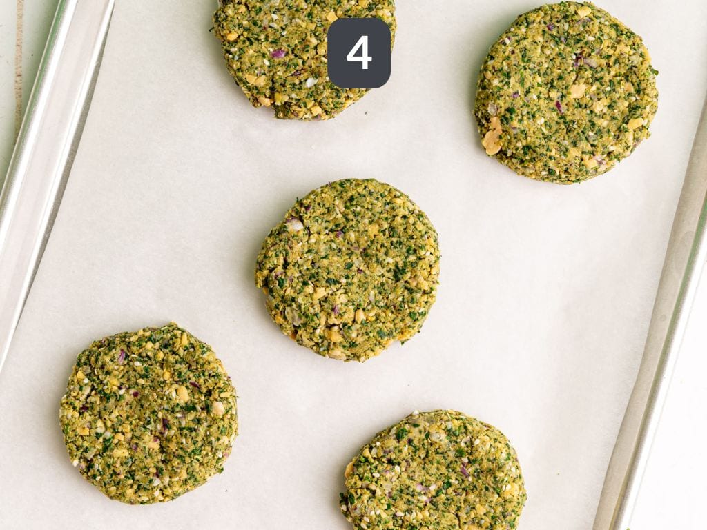 Falafel burgers step 4 - shape into patties.
