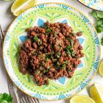 A plate of sautéed black beans.