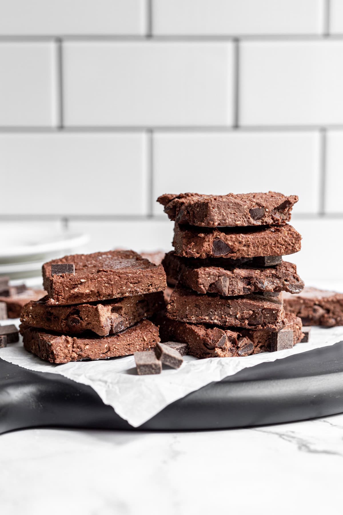 A tray with two stacks of freezer fudge.