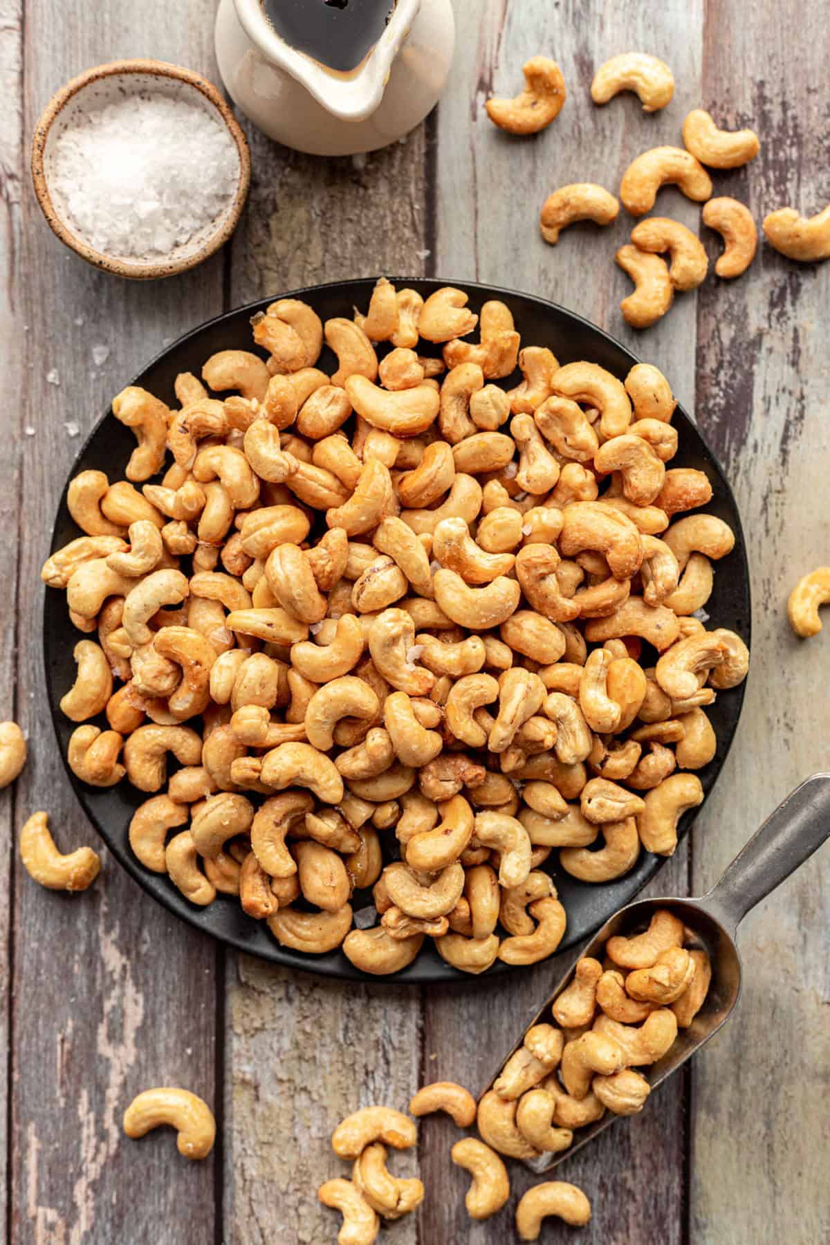 A plate of maple roasted cashews.