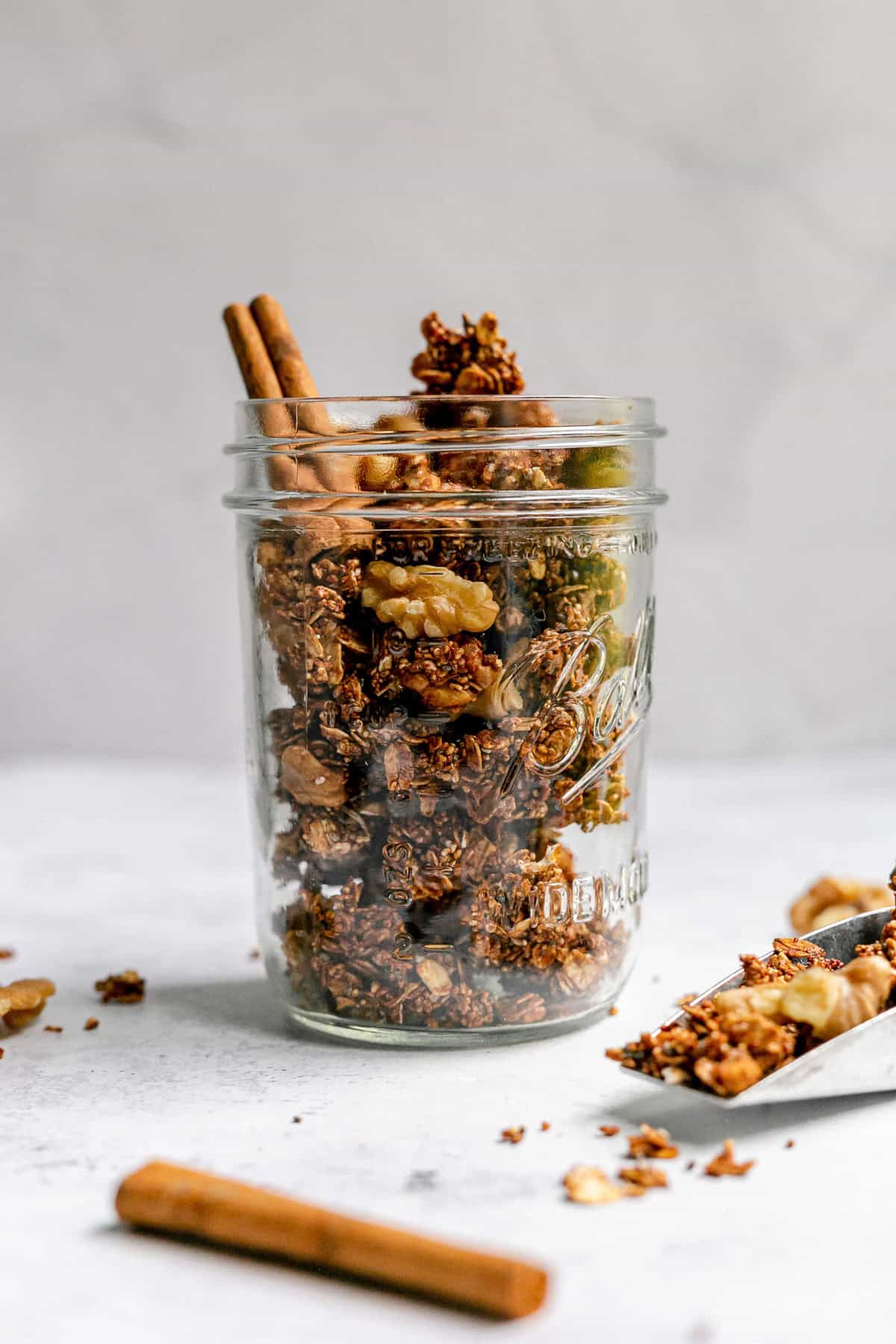 A jar of maple walnut granola.