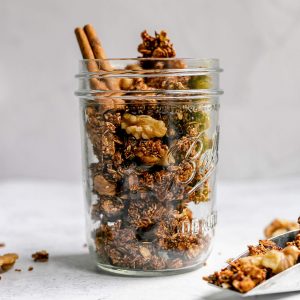 A jar of maple walnut granola.