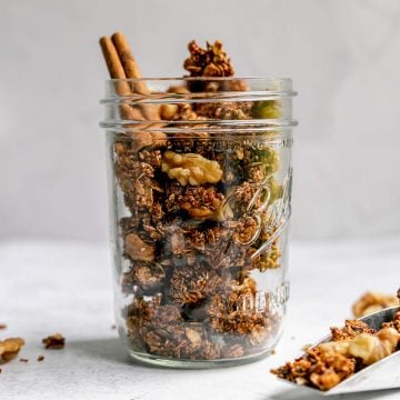 A jar of maple walnut granola.