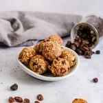 A plate of oatmeal raisin cookie bites.