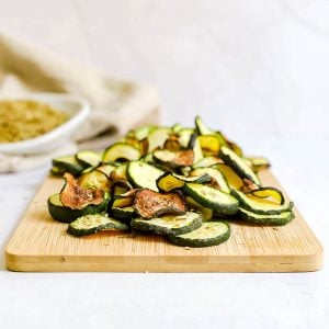 A tray of oil-free zucchini chips.