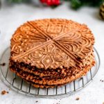A stack of plant-based pizzelles.