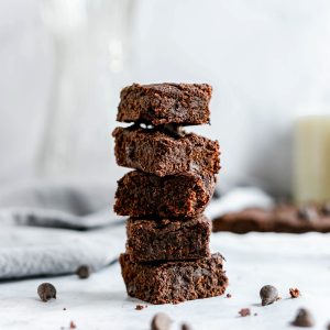 A stack of sweet potato brownies.
