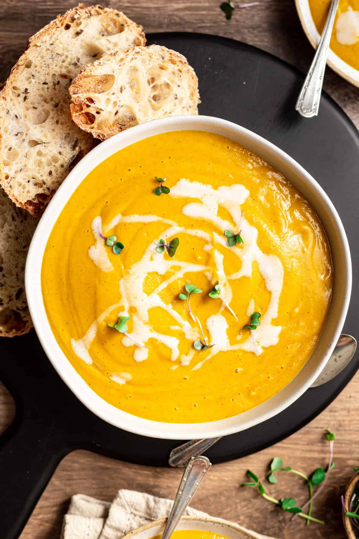 A bowl of sweet potato soup.