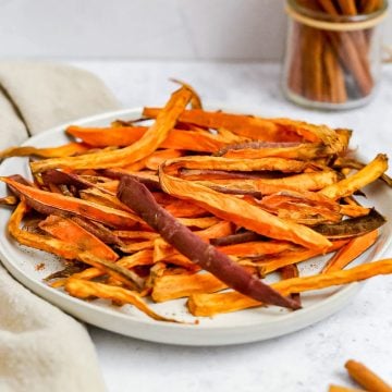 A plate of sweet spiced sweet potato fries.