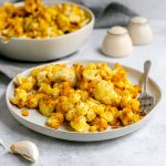 A plate of turmeric roasted cauliflower.