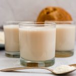 A glass of vanilla sea salt coconut milk.