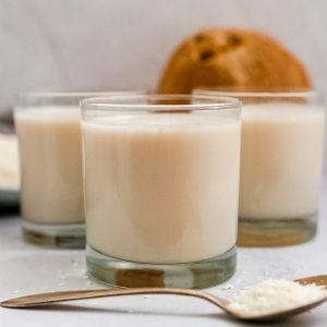 A glass of vanilla sea salt coconut milk.