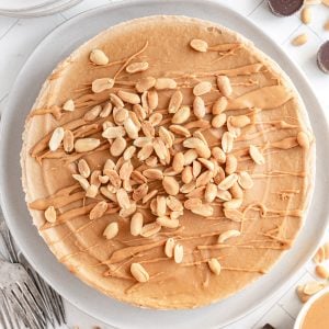 A plate of vegan peanut-butter cheesecake.