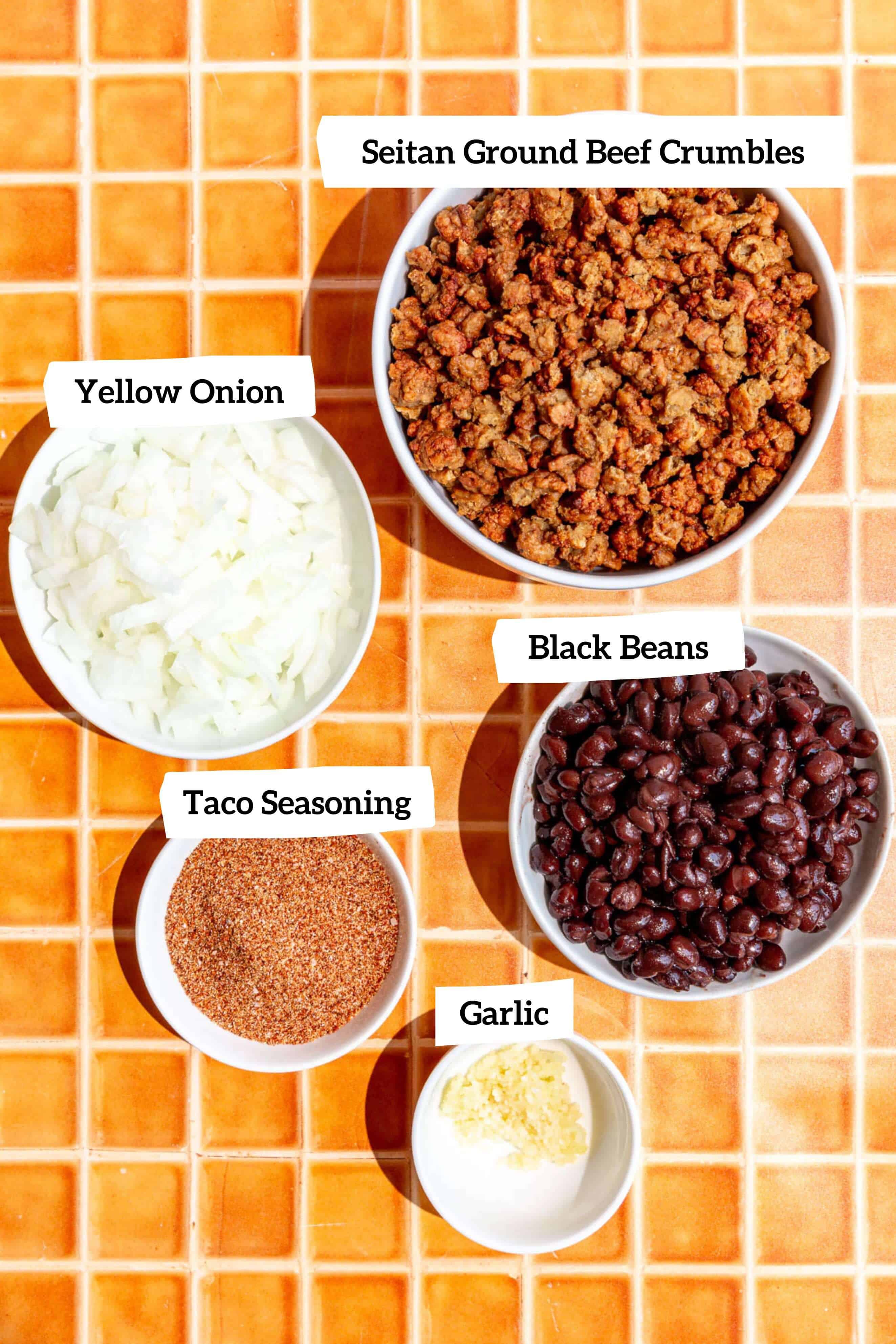Seitan taco ingredients.