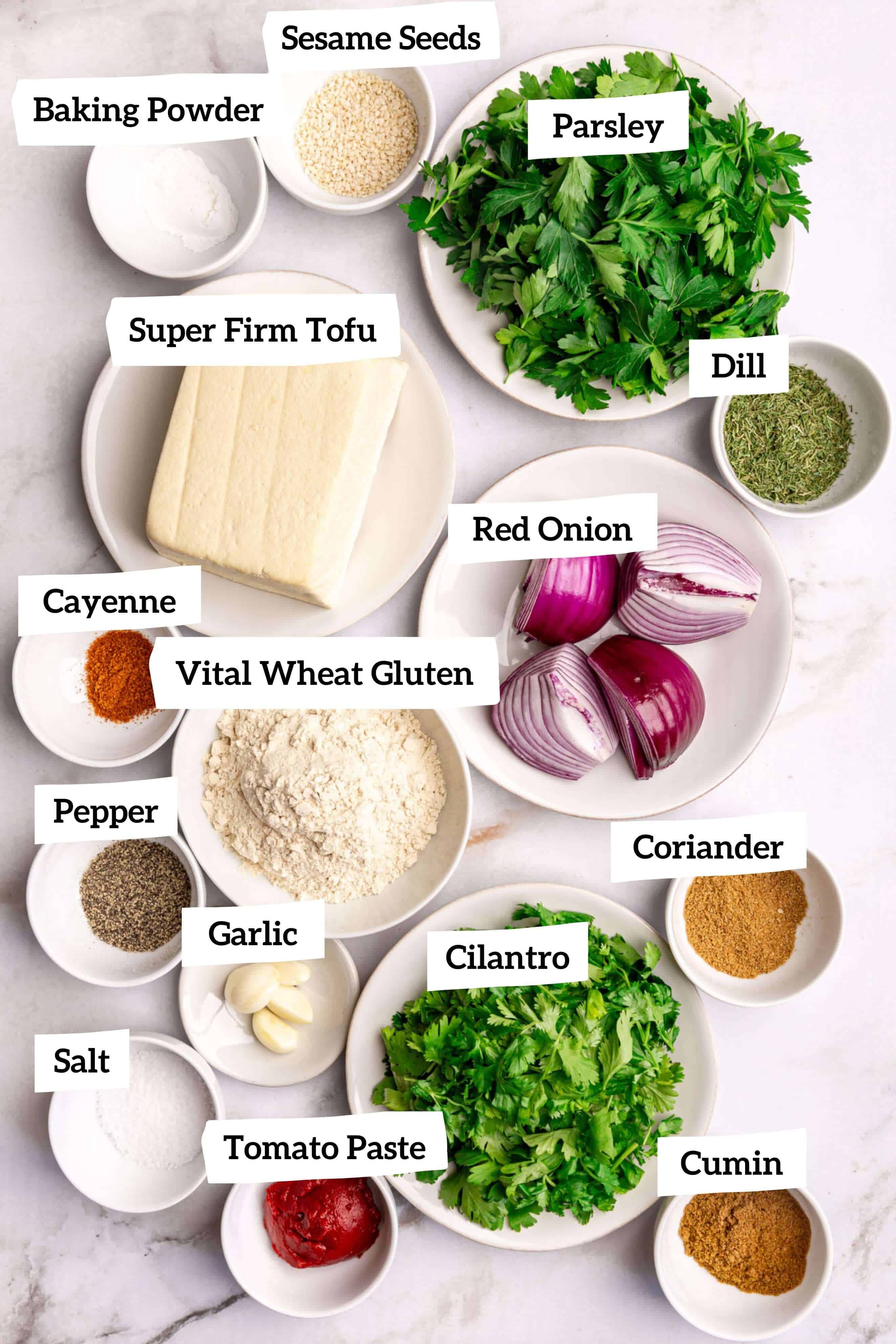 Tofu falafel ingredients