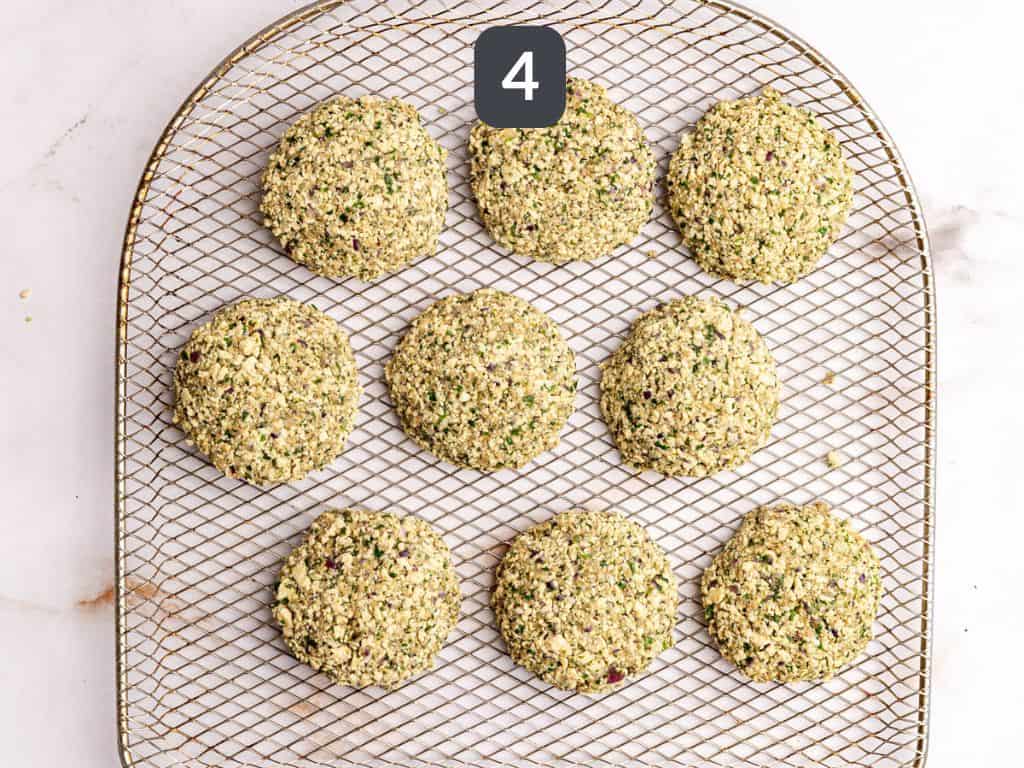 Tofu falafel step 4 - form into patties.
