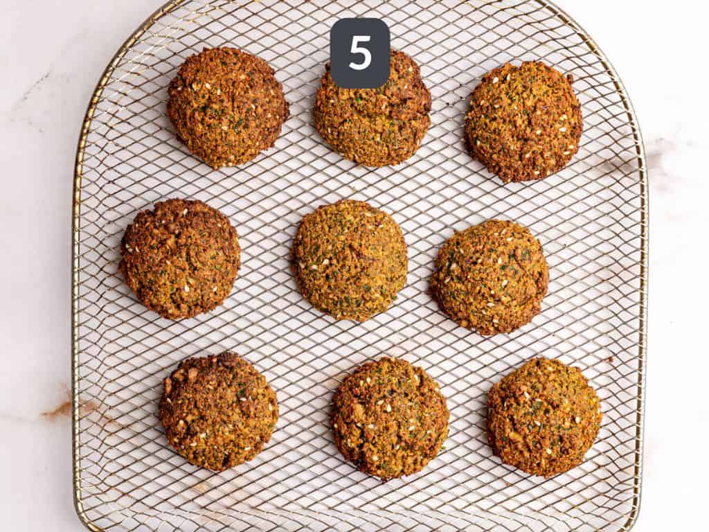 Tofu falafel step 5 - bake or air fry.