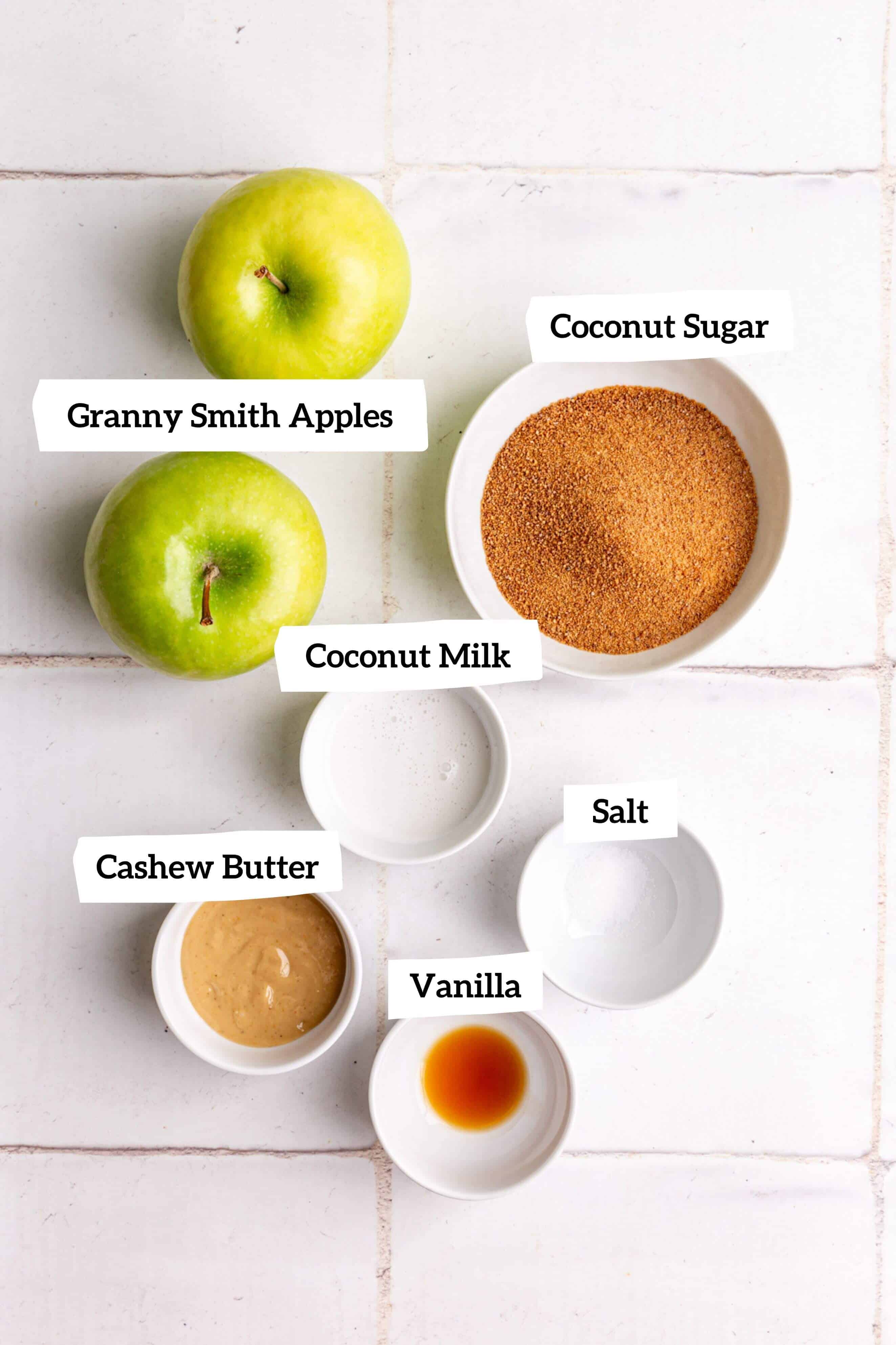 Vegan Caramel Apple Upside Down Cake Topping ingredients.
