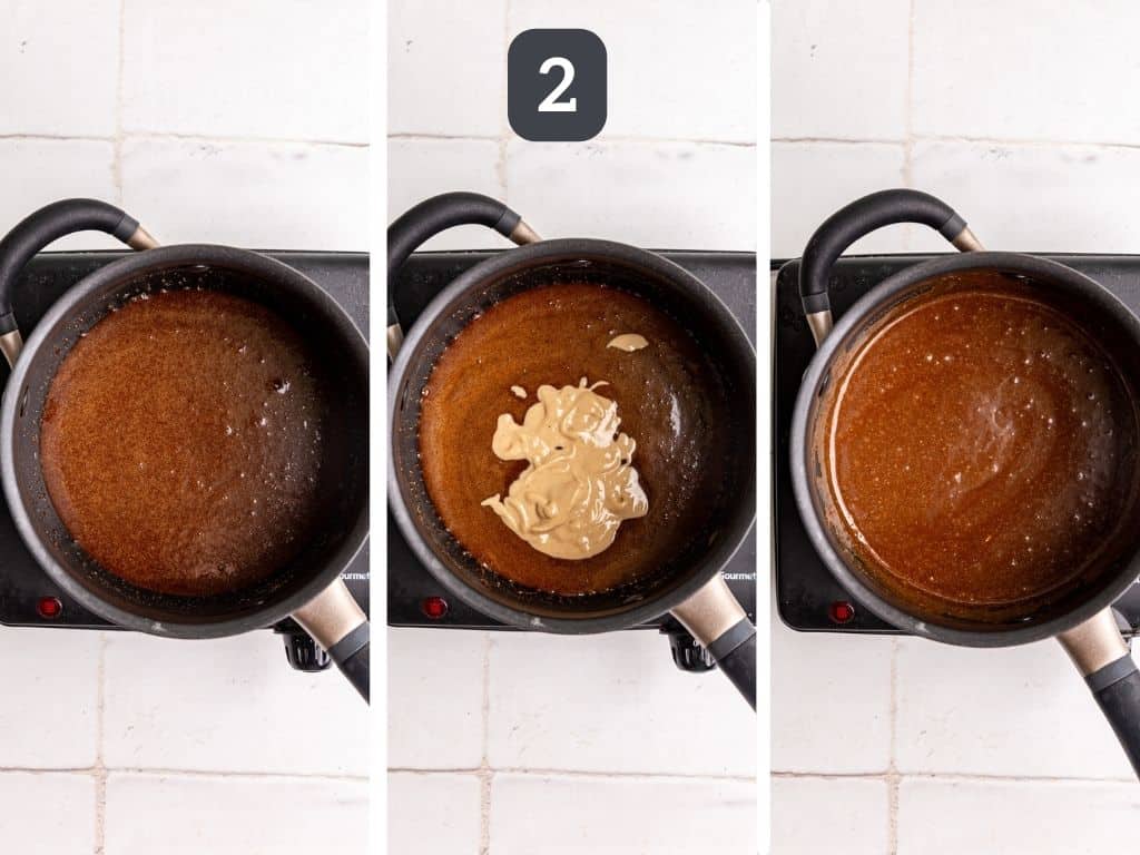 Vegan Caramel Apple Upside Down Cake step 2 - make the caramel.