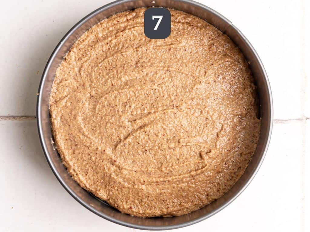 Vegan Caramel Apple Upside Down Cake step 7 - pour the batter into the pan.