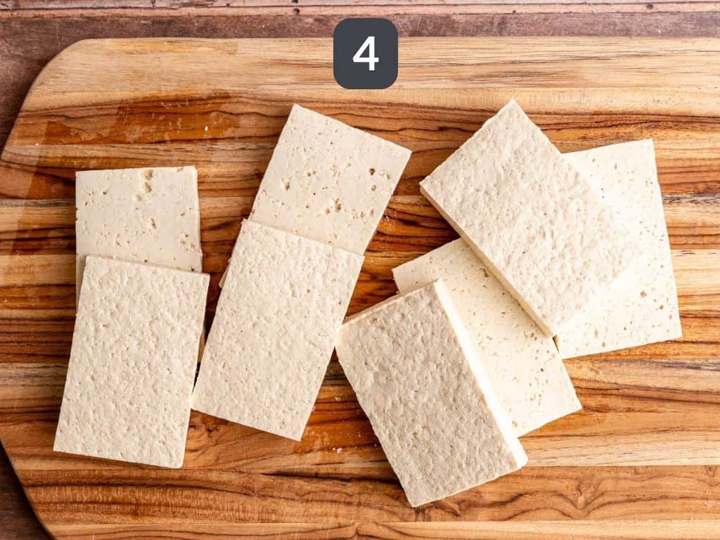 Thanksgiving Tofu Step 4 - slice the tofu.