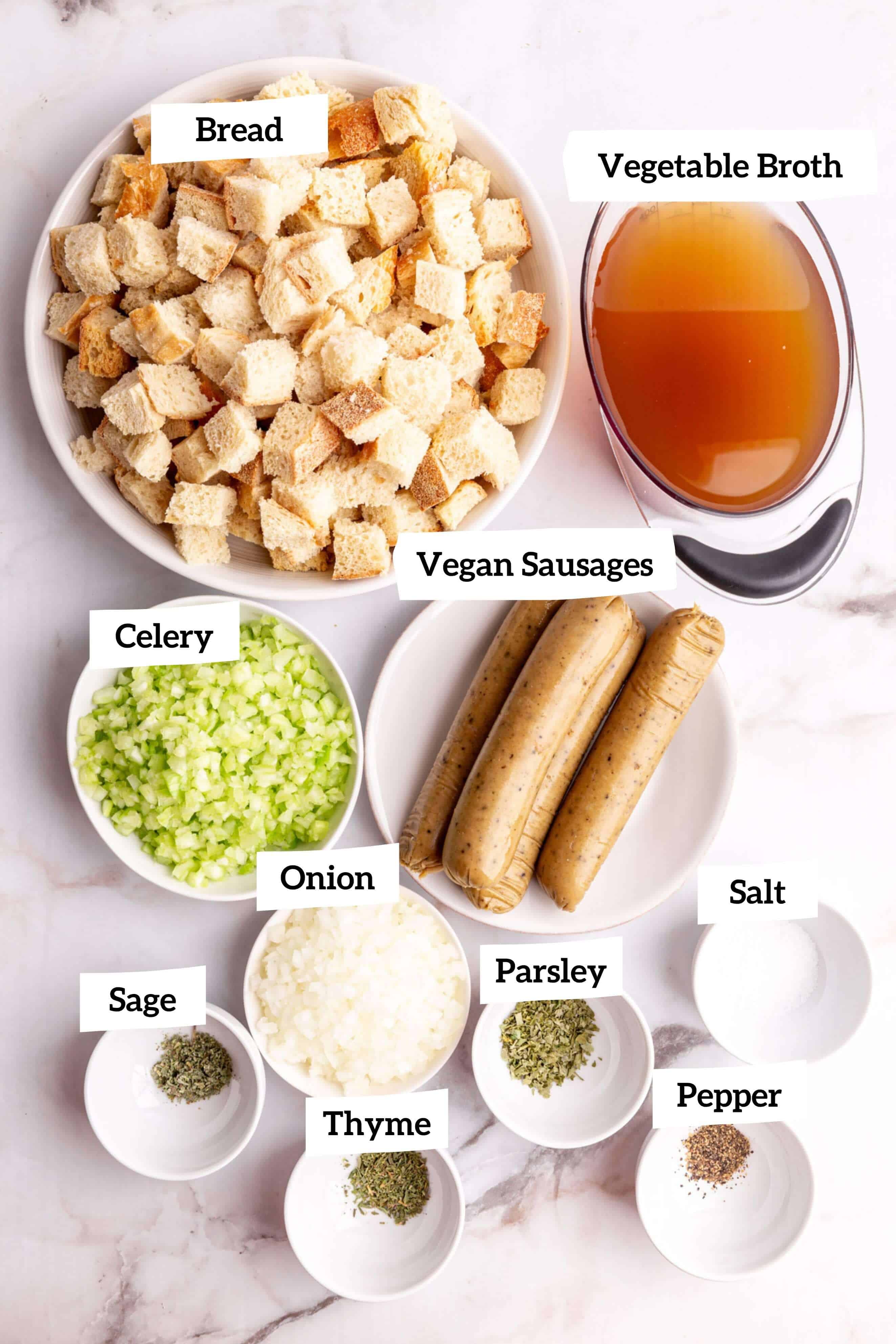 Vegan Sausage Stuffing Ingredients