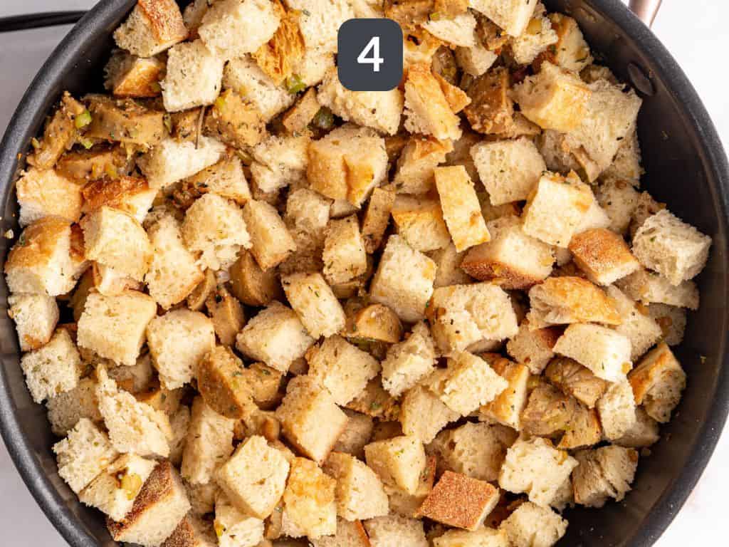 Vegan Sausage Stuffing Step 4 - add the bread.