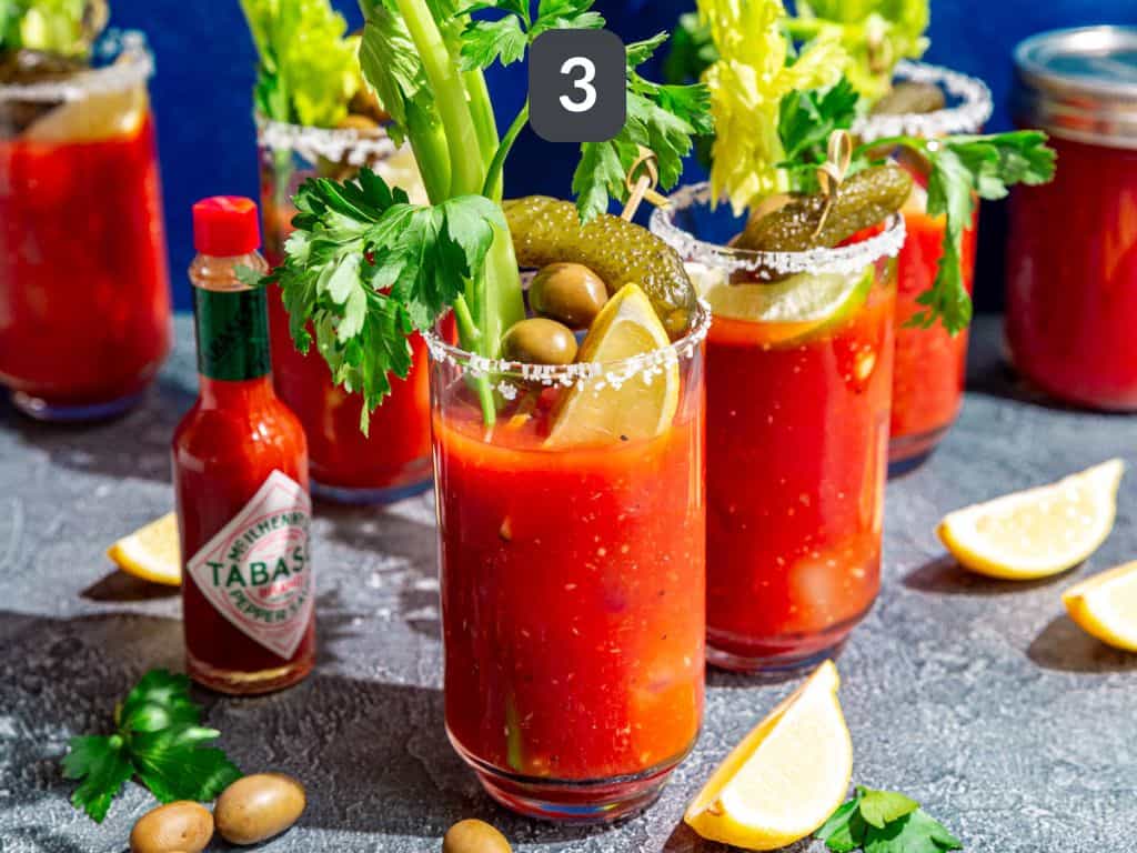 Bloody Mary Mocktail Step 3 - garnish.