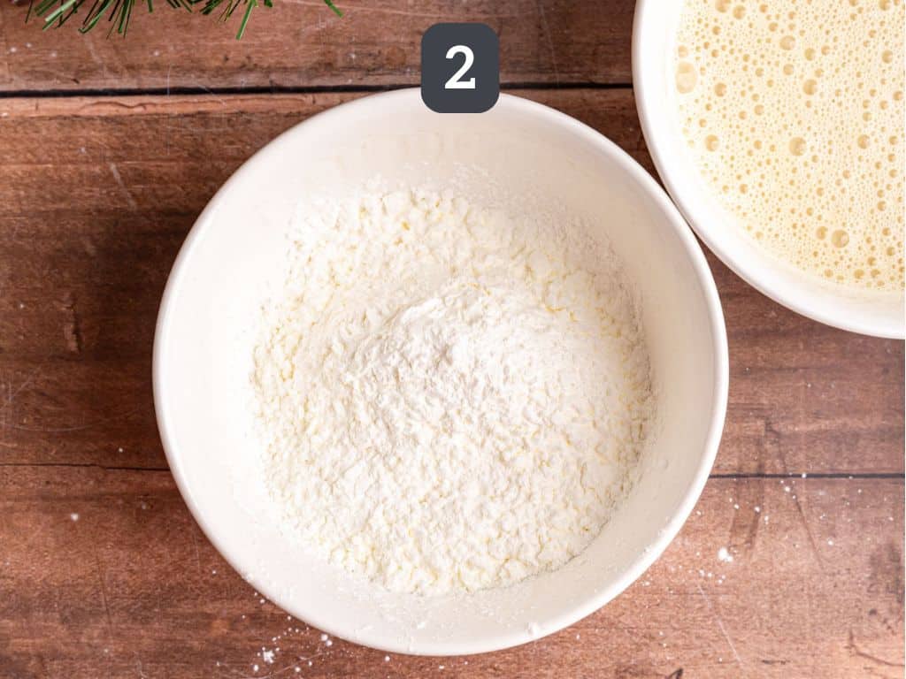 Christmas tofu step 2 - place the cornstarch in a bowl.