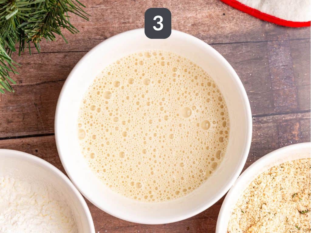 Christmas tofu step 3 - mix the milk and mustard.