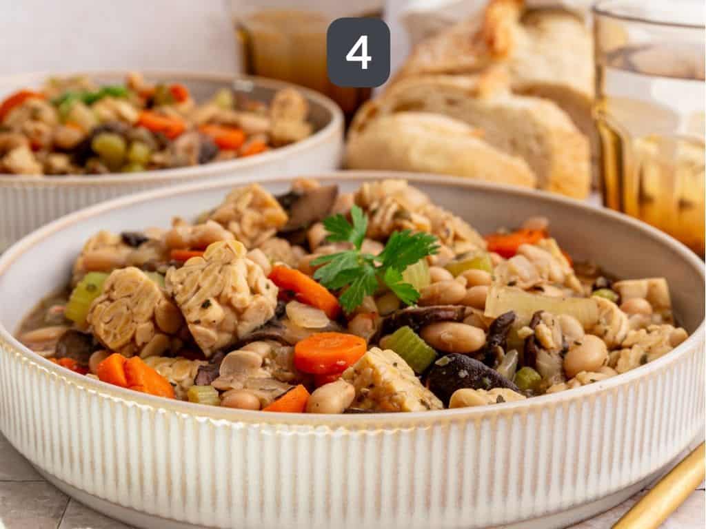 Vegan Cassoulet Step 4 - serve with French bread.