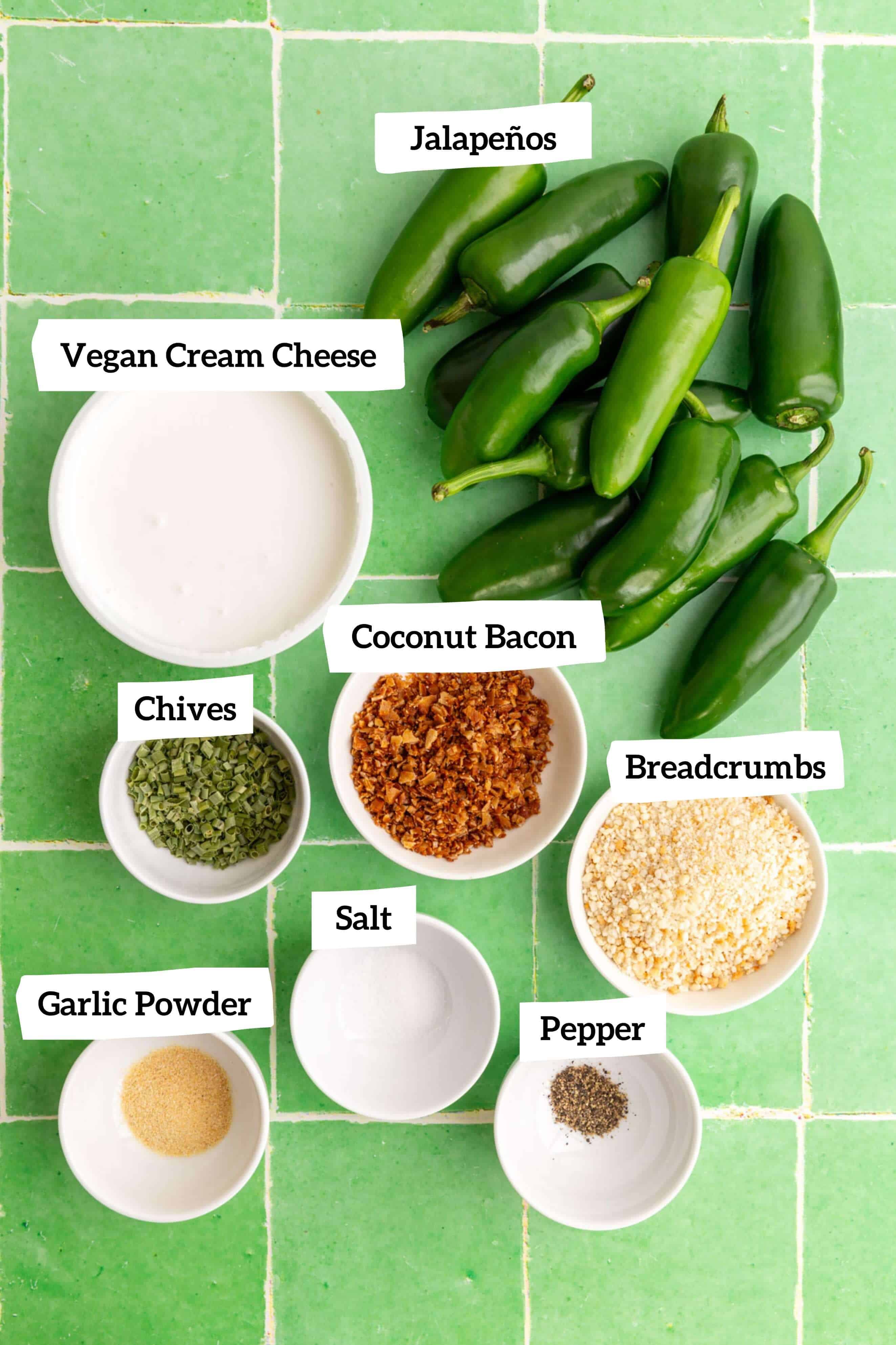 Vegan Jalapeño Poppers ingredients.