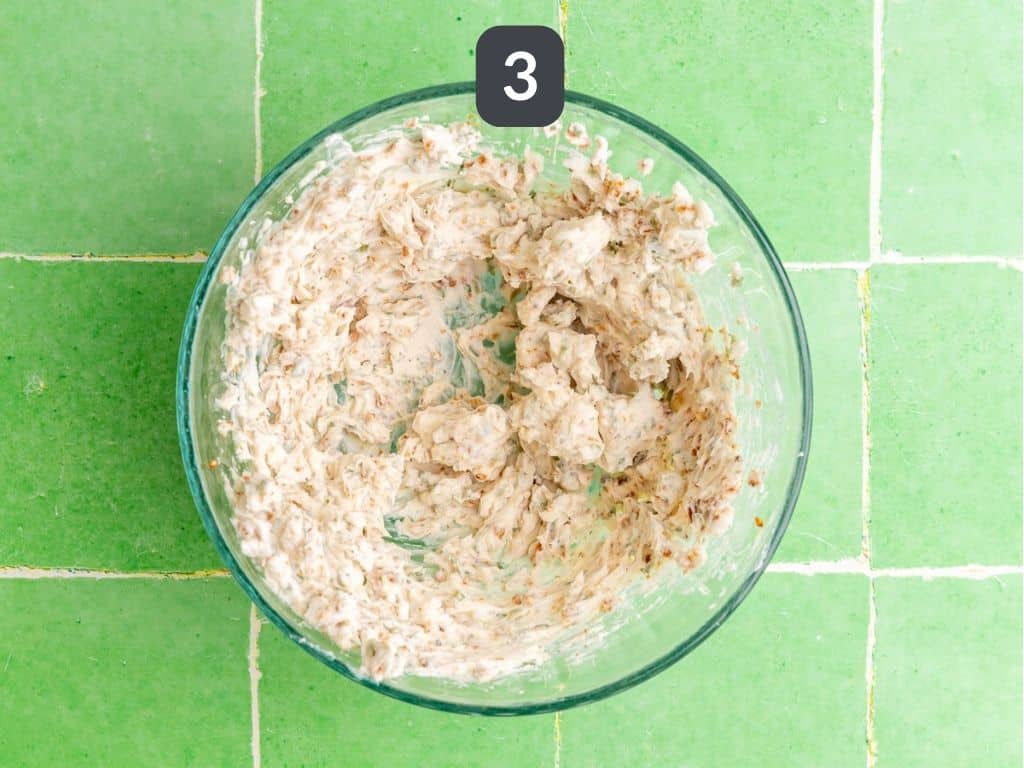 Vegan Jalapeño Poppers Step 3 - mix the cream cheese.