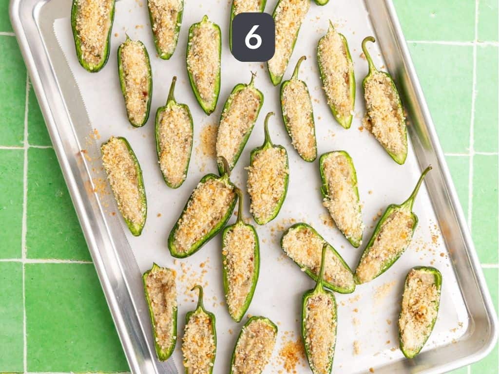 Vegan Jalapeño Poppers Step 6 - bake.