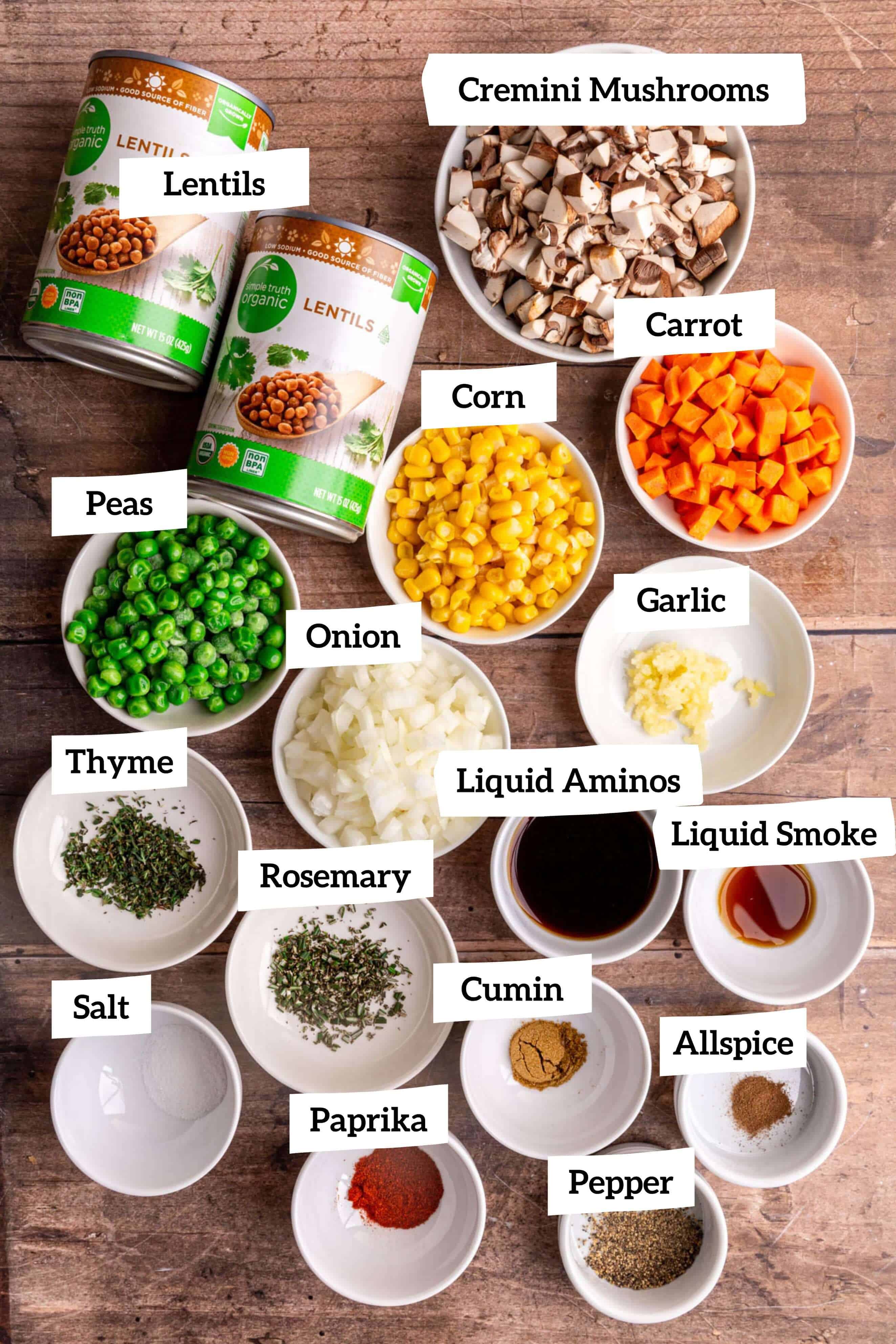 Vegan Lentil Shepherd's Pie Filling Ingredients