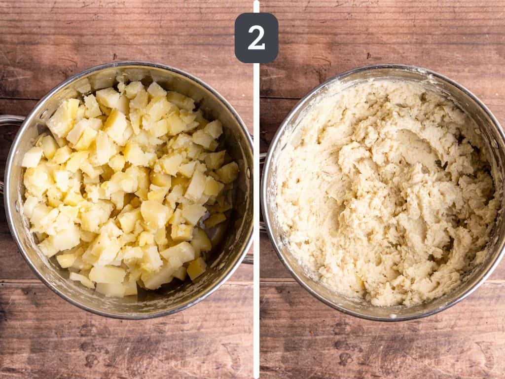 Vegan Lentil Shepherd's Pie Step 2 - make the mashed potatoes.