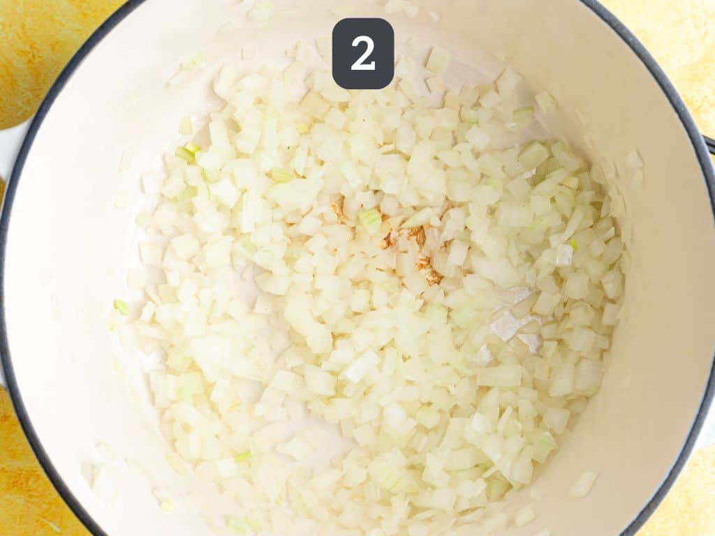 Chickpea Dahl Step 2 - sauté the onion.